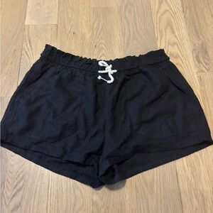 Black Women's Drawstring Casual Shorts linen love tree size medium